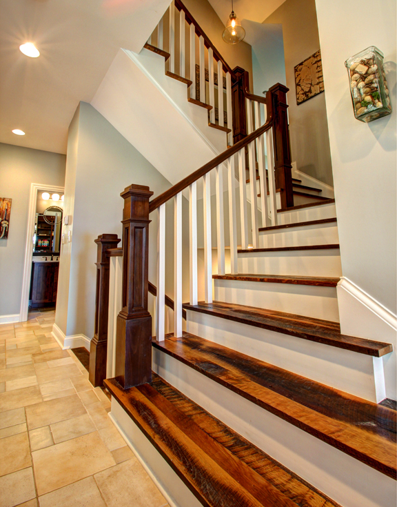 craftsman custom home stair