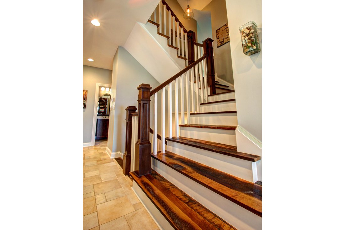 craftsman custom home stairway