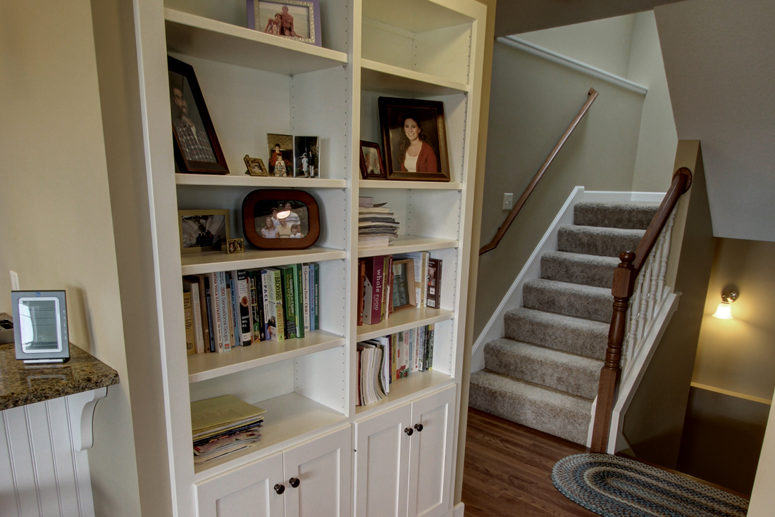 farmhouse bookcase stair
